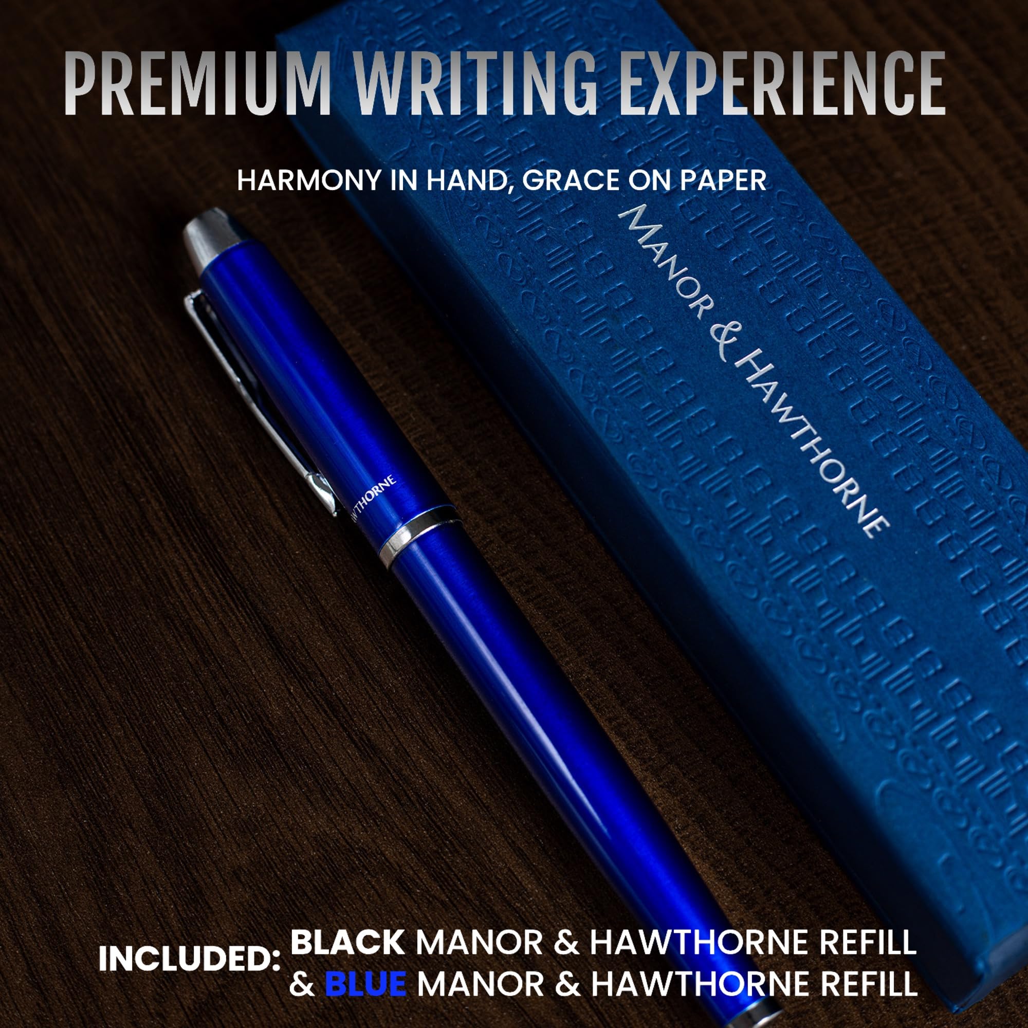 Manor & Hawthorne Personalised Luxury Black Rollerball Pen, Engraved Gift with Elegant Presentation Box - Image 3