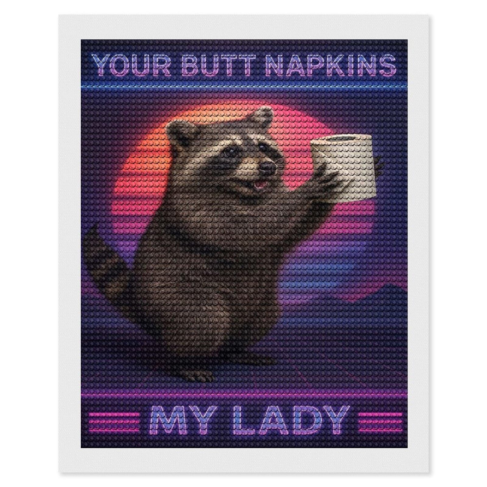 Junmoney Your Butt Napkins My Lady Diamond Painting Canvas Kit 16"x20", Adhesive Canvas, Living Room Decor, Farmhouse Decor, Winter Craft