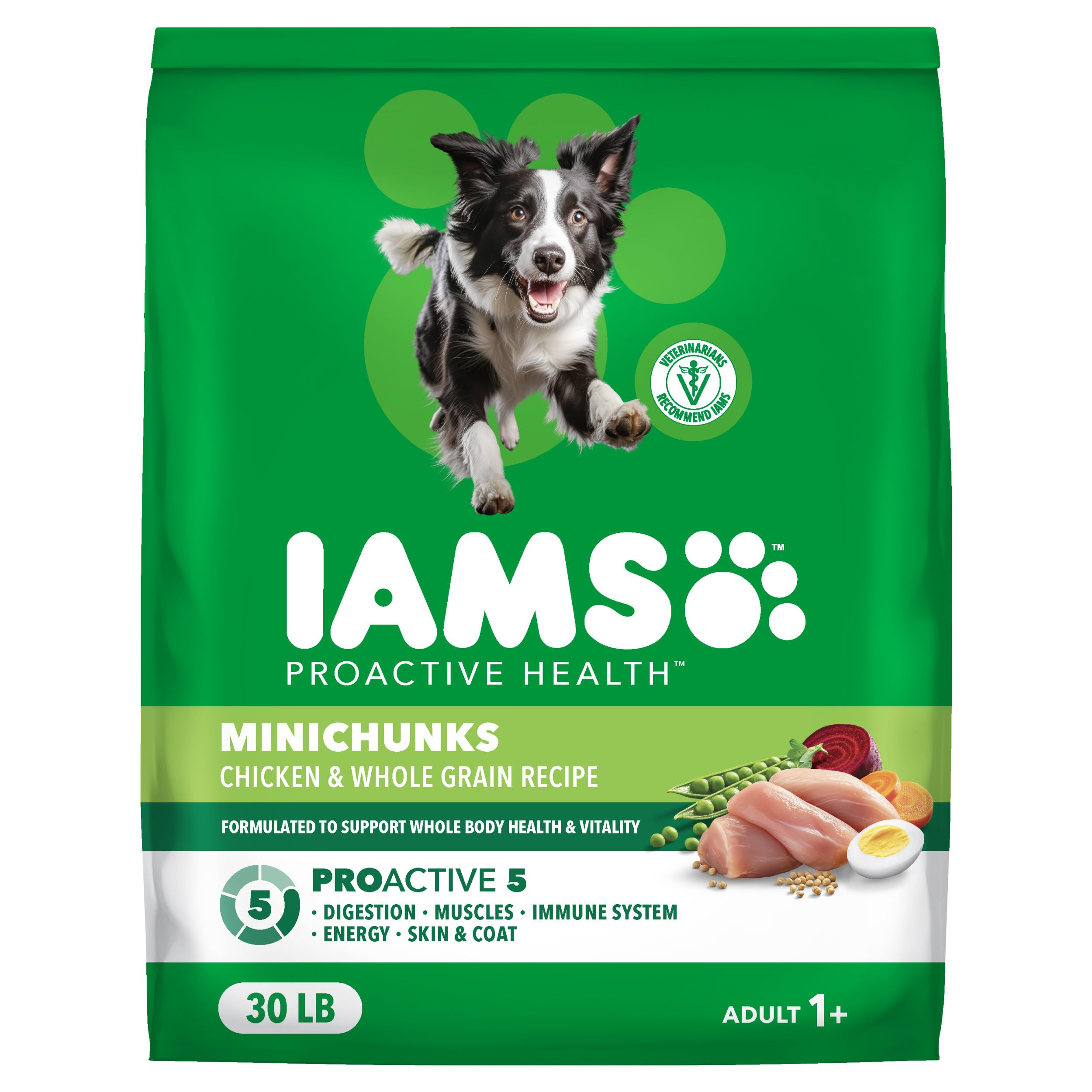 IAMS Proactive Health Adult Minichunks Dry Dog Food Chicken & Whole Grain Recipe, 30 lb. Bag