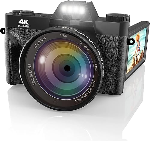 Cámara de vlogging, cámara digital 4K para YouTube con WiFi, zoom digital 16X, pantalla abatible de 180 grados, lente gran angular, lente macro, 2 disponible en Yaxa Colombia