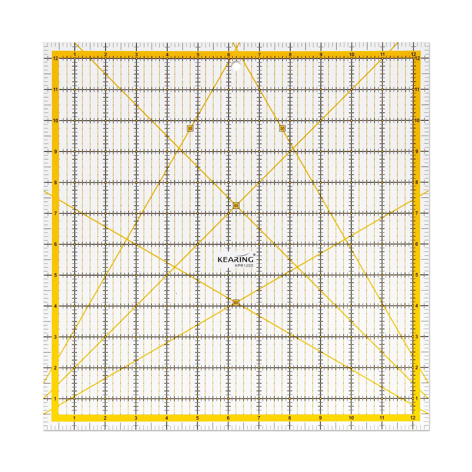 KERING Extra-Large Quilting Ruler - 12.5x12.5 inch Anti-Slip Acrylic Ruler for Patchwork Piecing, Bias Strips & Rotary Cutting, Professional Quilter's Must-Have Tool