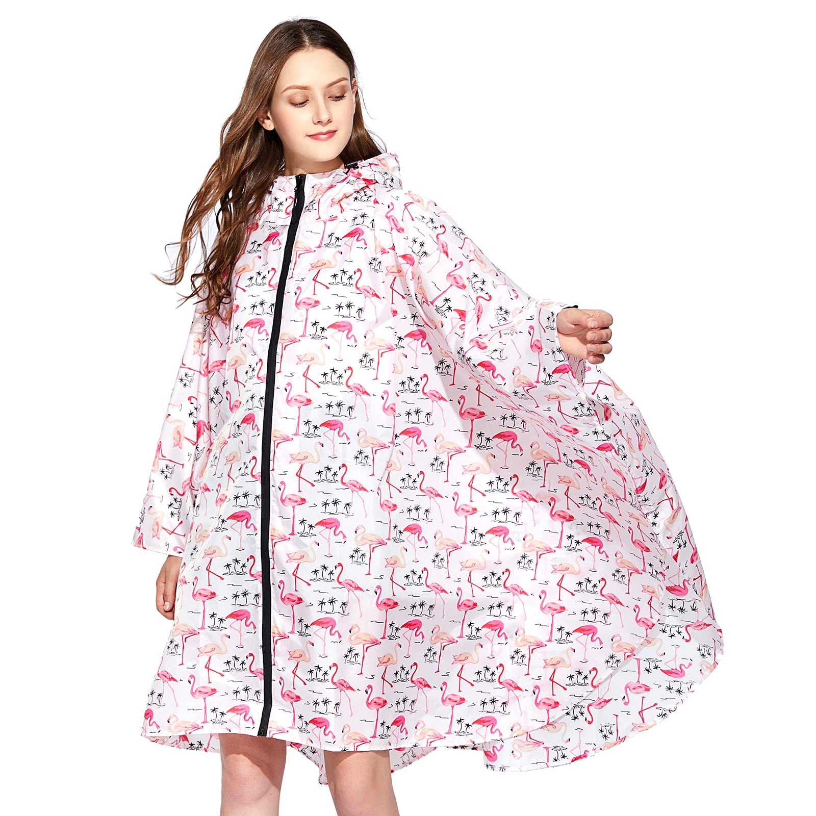 NUUR Regenponcho Damen Wasserdicht Festival Regenmantel Wiederverwendbar Rain Poncho Hiking Cycling Outdoor Mehrzweck Regenjacke mit Kapuze