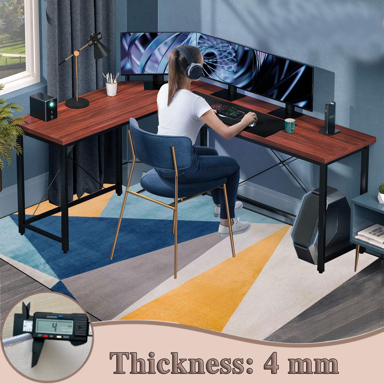 Tapis Protection Sol Chaise Bureau, Tapis de Sol Bureau Tissu,Tapis Gaming Sol, Tapis Chaise de Bureau Gaming antidérapant, Tapis de Protection pour Bois/Carrelage pour Bureau et Maison 120 x 140 cm