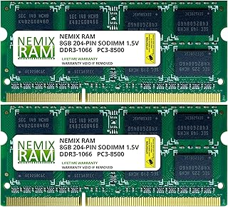 16GB (2x8GB) DDR3-1066MHZ PC3-8500 2Rx8 SODIMM Laptop Memory by NEMIX RAM