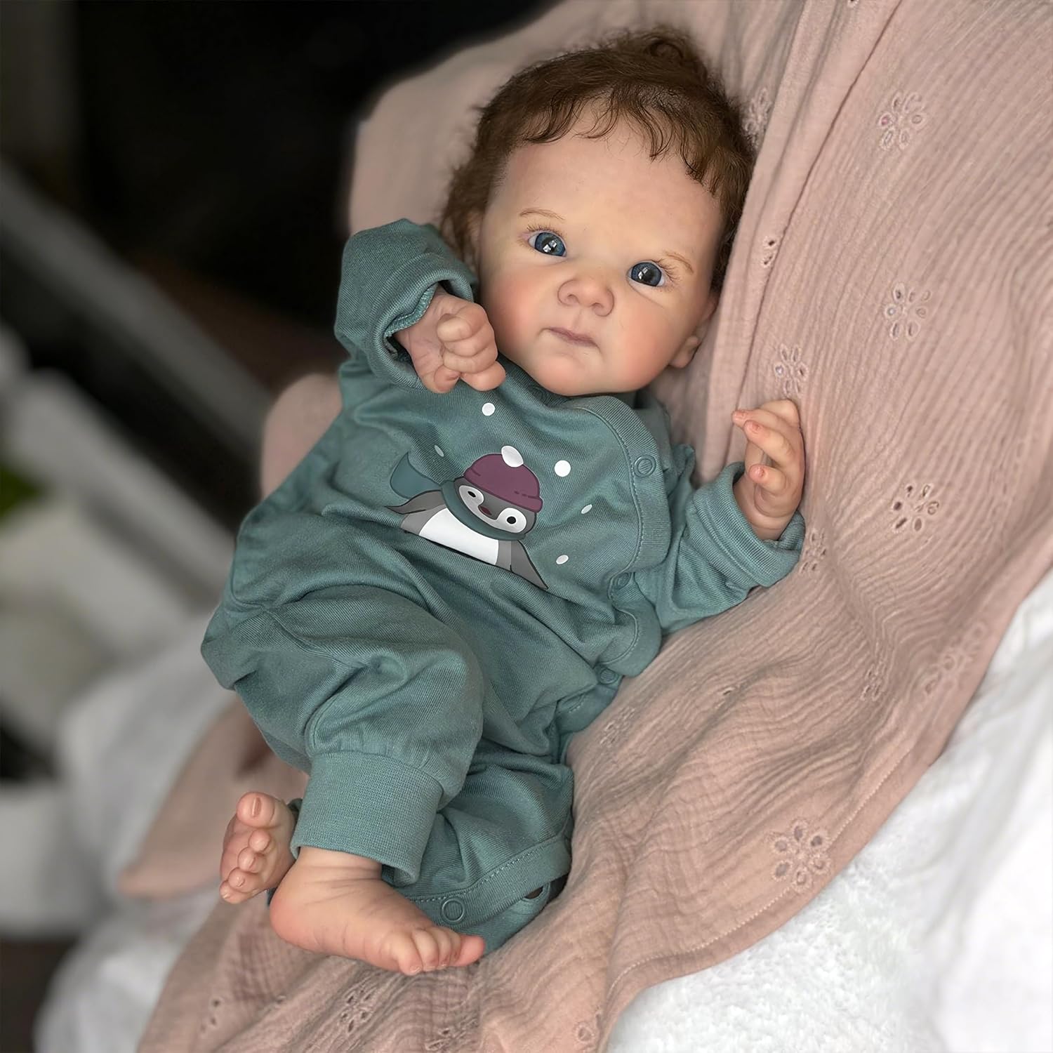 iCradle Lovely Real Life Reborn Baby Doll Boy 19 inch 48 cm Full Body Soft Vinyl Baby Anatomically Correct Rooted Hair Realistic Newborn Doll Toy for Kids 3+