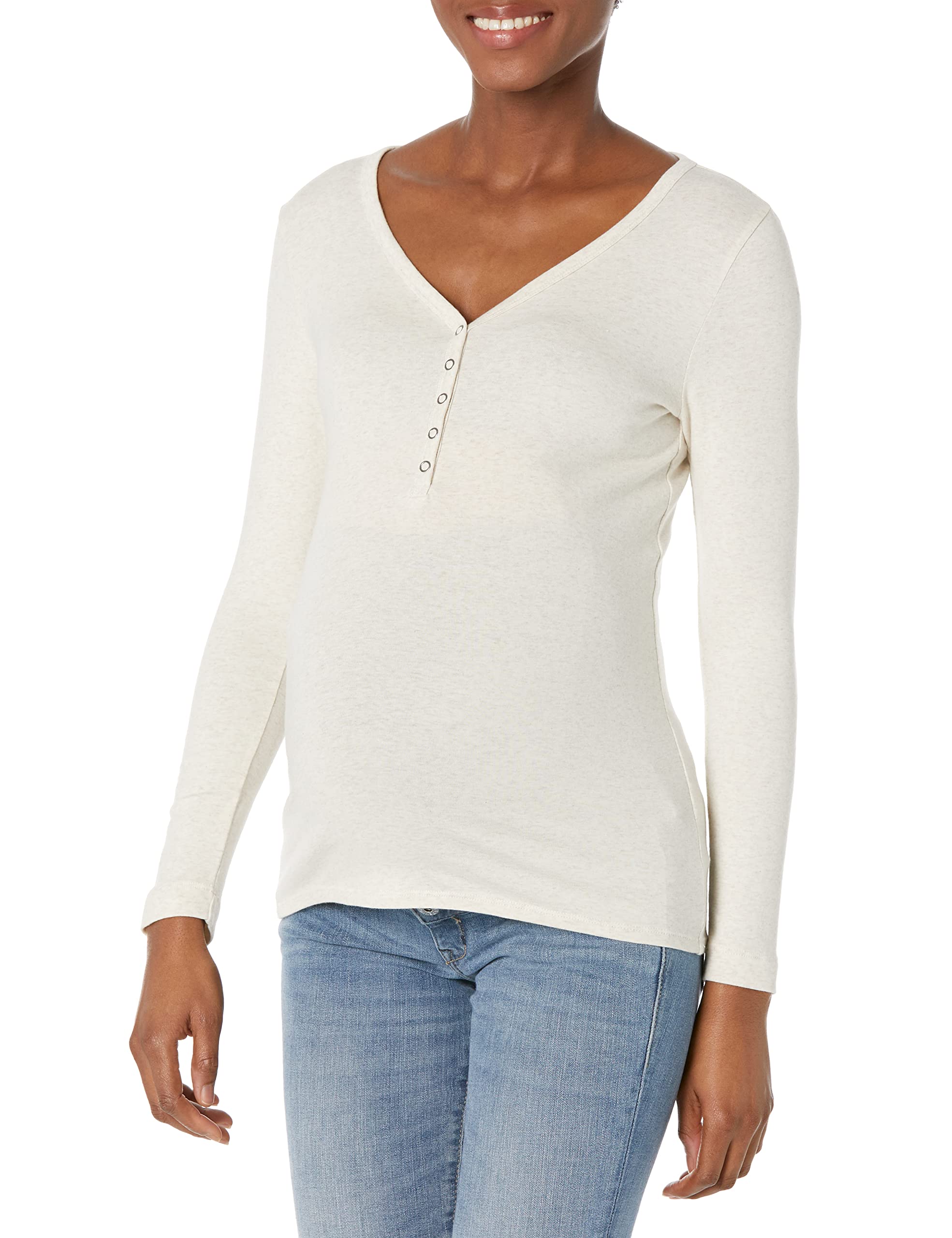 Amazon Essentials Women's Maternity Nursing Slim-Fit Henley Shirt