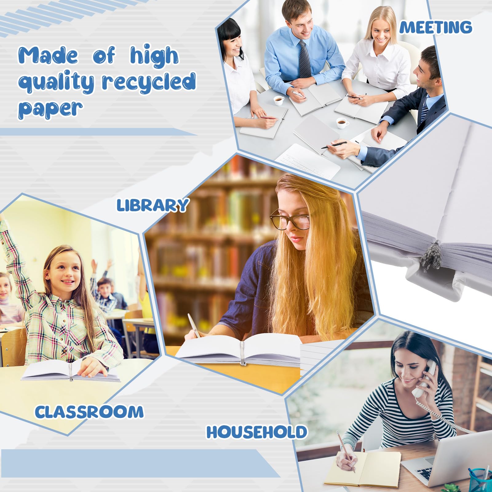 Henoyso 20 quaderni A5 in carta kraft vuota, 100 fogli/200 pagine non foderate, per scrittura, disegno, composizione, quaderni per regali, studenti, scuola, ufficio, viaggiatori, 20 x 14 cm (bianco)
