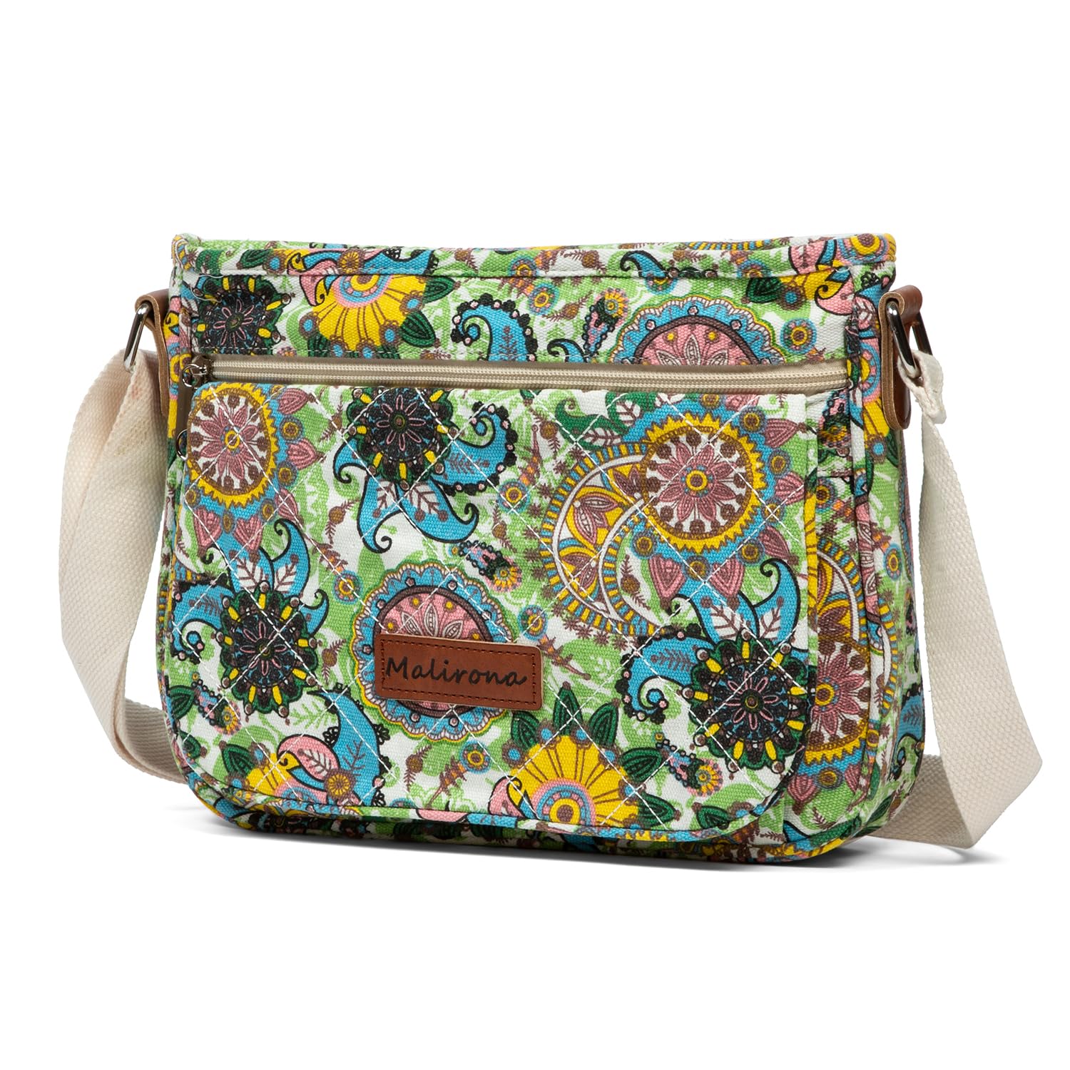 Malirona Women 's Durable Floral Crossbody Bag Canvas Messenger Handbag Multi Pocket Travel Satchel Purse