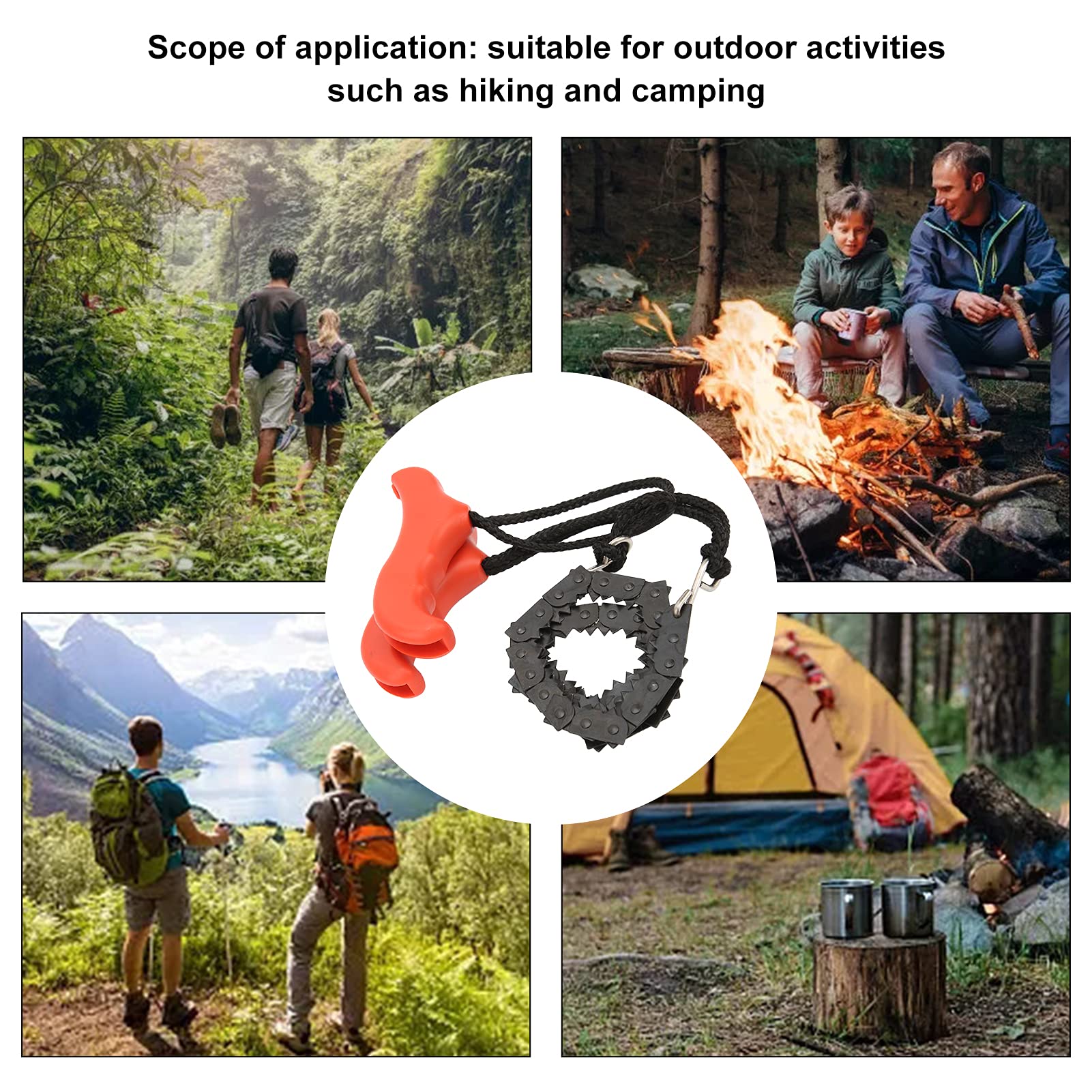 Rope Saw, Pocket Chainsaw, Camping Saw Outdoor Portable Manual Logging Survival Tool for Hiker Travel Enthusiast