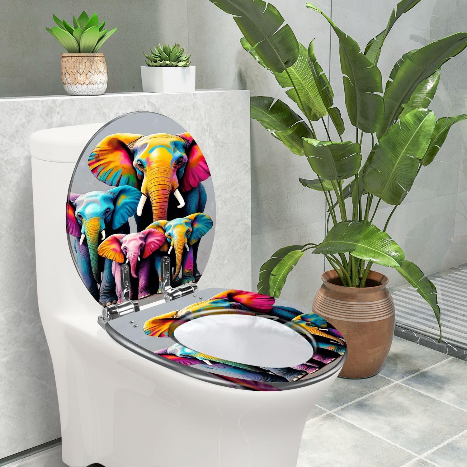 Asiento de inodoro redondo de cierre suave para baño