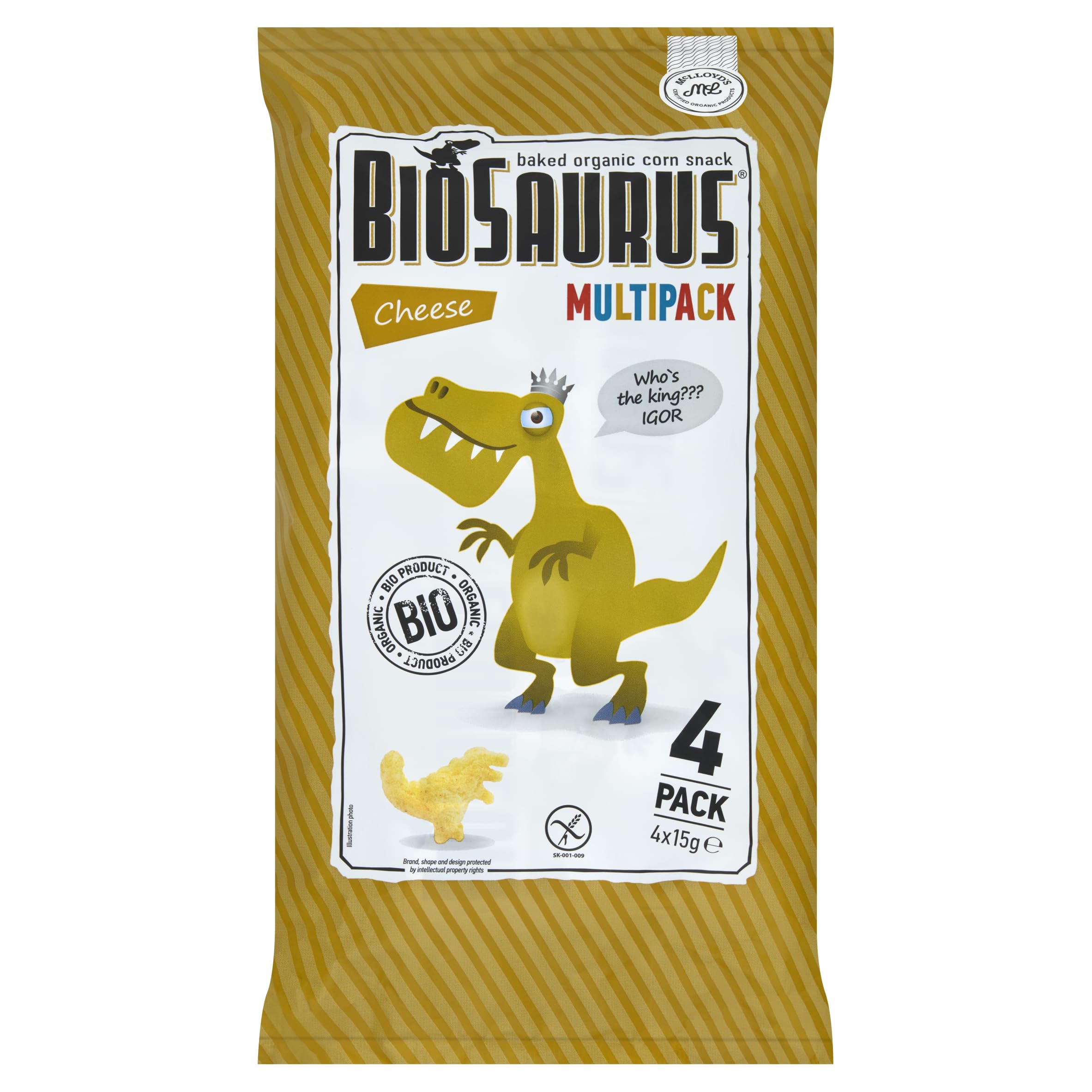 Croustilles de maïs Dinosaures au fromage sans gluten BIO 4x15 g BioSaurus
