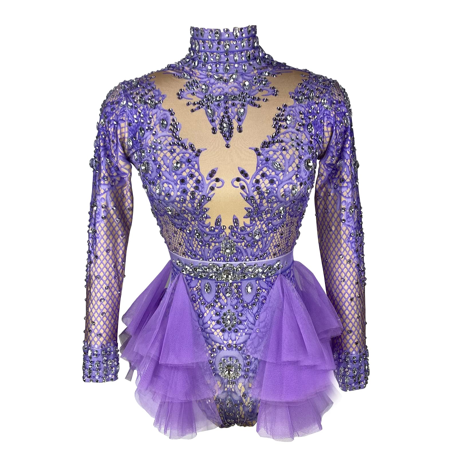 バレエ herpraha \"bodysuit with rhinestone YUANTONG Sparkly Sky Blue Rhinestone Bodysuit for Women