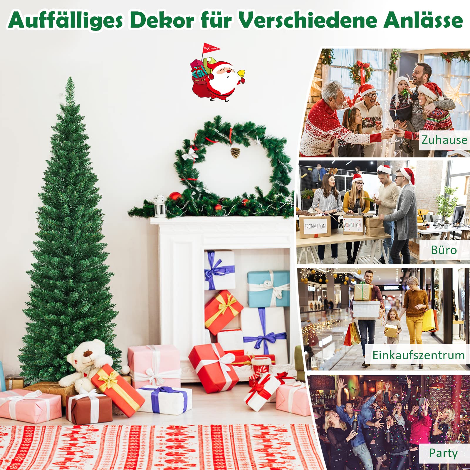 Kerstboom met LED en dennenappels 225 cm PVC en PE groen en wit