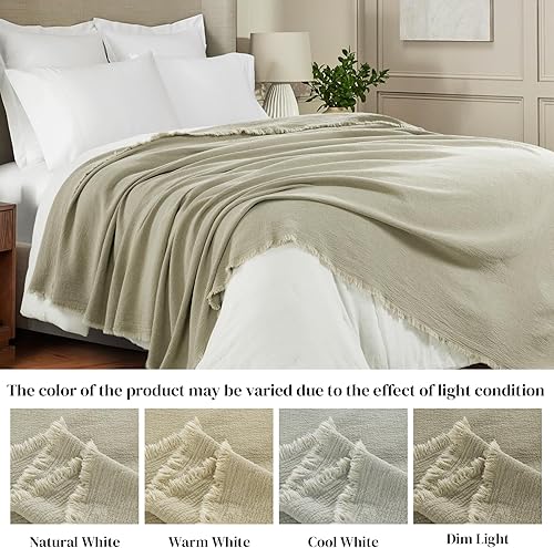 Miniatura 8 de HOMBYS Manta reversible de lino 100 % puro de 92 x 108 pulgadas, tamaño King, de lino suave, color lino natural (color rosa, 92 x 108 pulgadas)