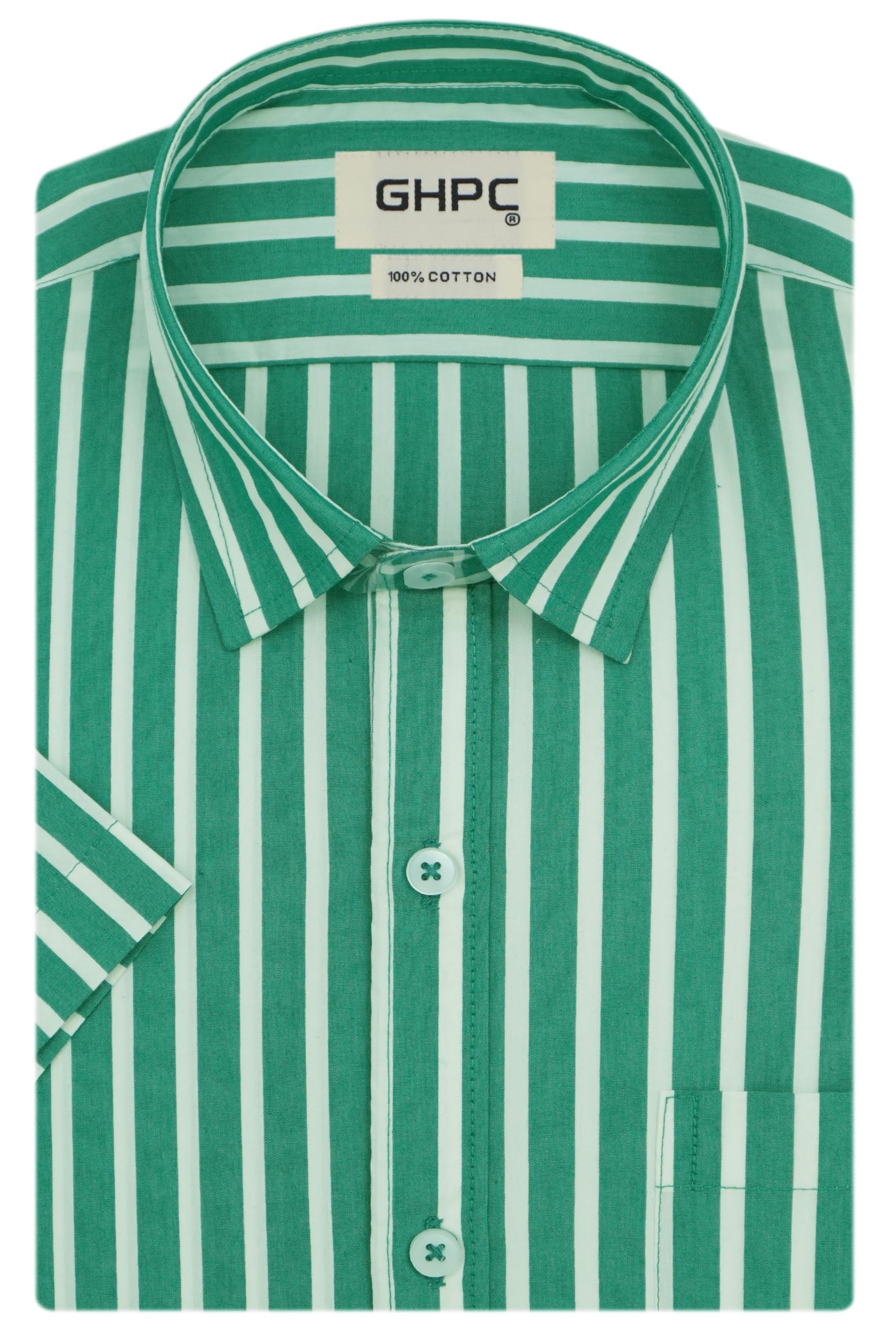 ghpc 100% Cotton Striped Half Sleeves Regular Fit Formal Shirt for Men-picture-3