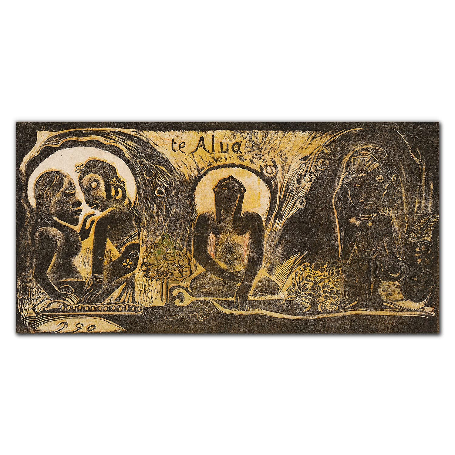 Dosseret en verre trempé 100x50cm de cuisine design artistique Ces Dieux Ata Paul Gauguin