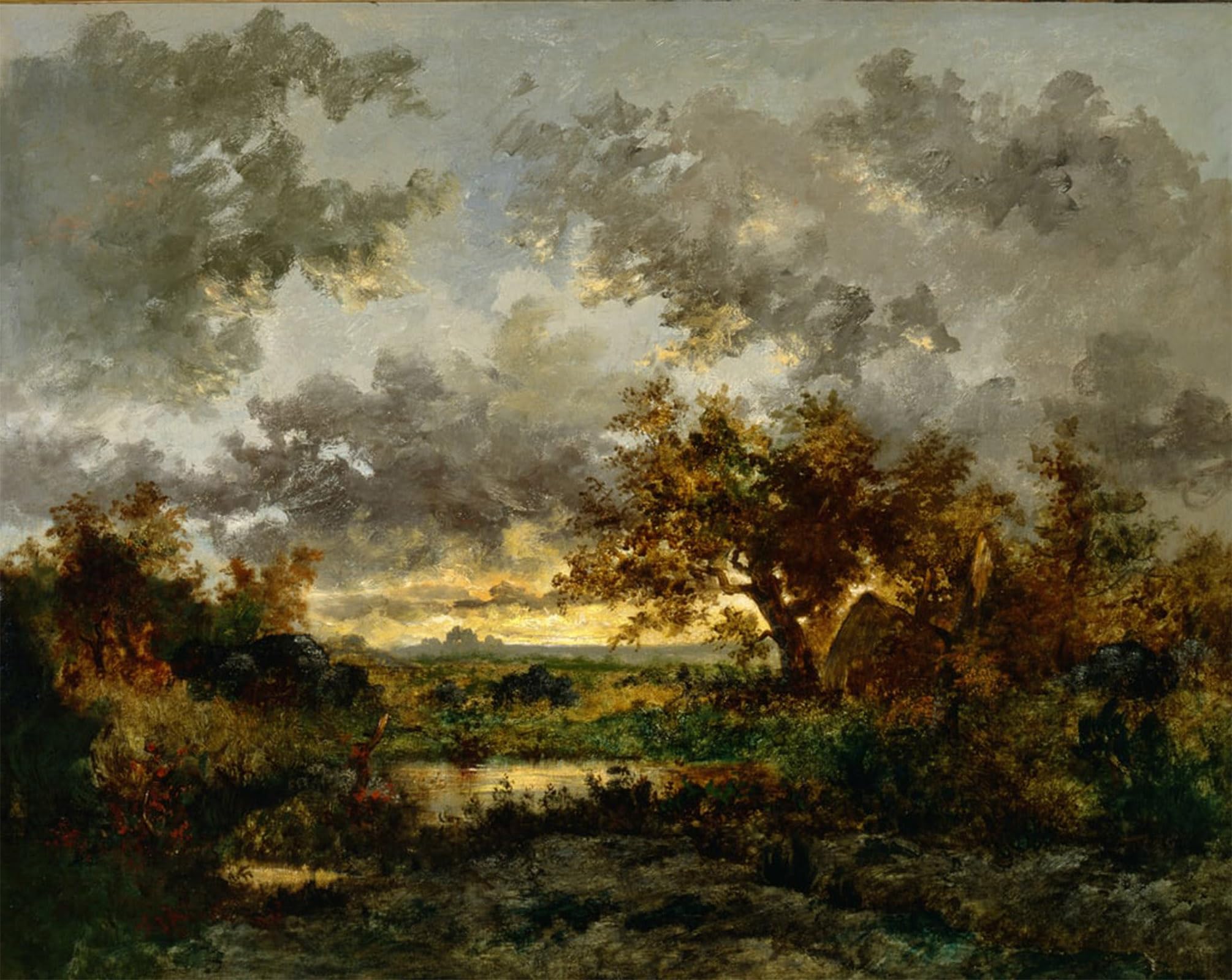 SERENDIPITP Vintage Picture Print on Canvas Wall Art Poster the Charcoal Burner's Hut by Pierre Etienne Theodore Rousseau Artwork Print Poster for Wall Decor 60x90cm