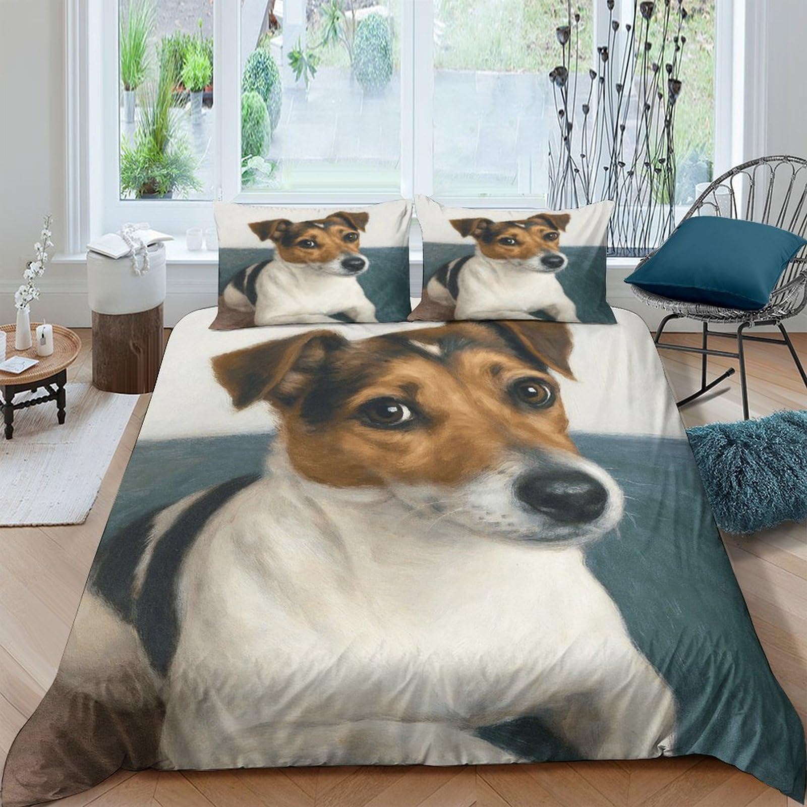 Ctjqhvkz Style-6 3D Printed Dog Portrait Fitted Sheet Microfiber Soft Breathable Pet Pattern Bed Cover For Bedroom Guestroom Decor Single（135X200cm）