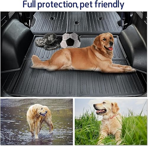 Miniatura 5 de BEEGROW Alfombrillas de asiento y forro de carga para accesorios Hyundai Tucson 2022 2023, protectores de respaldo TPE con forro de velcro para