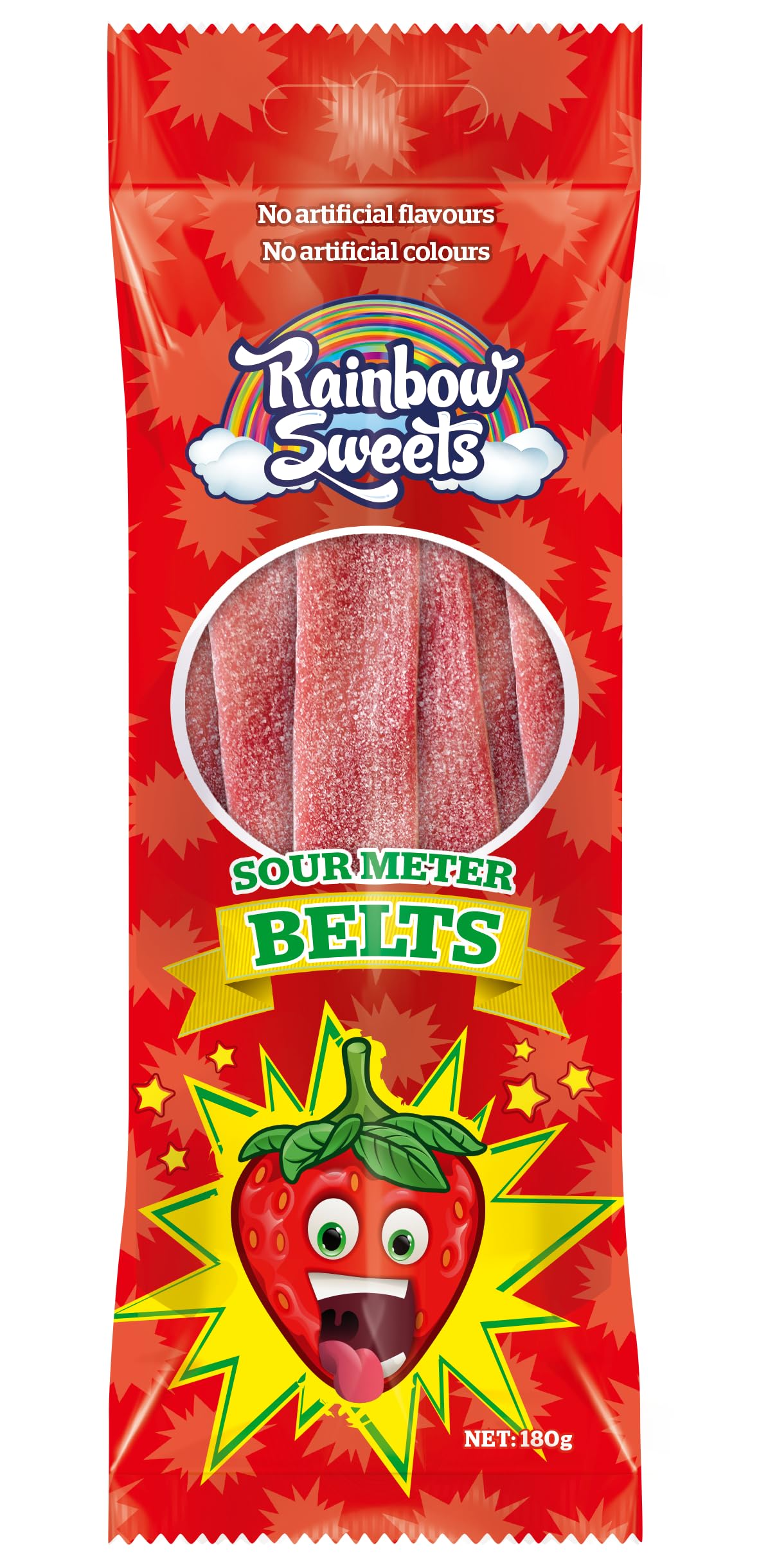 Rainbow Sweets Strawberry Sour Meter Rolls 180 g