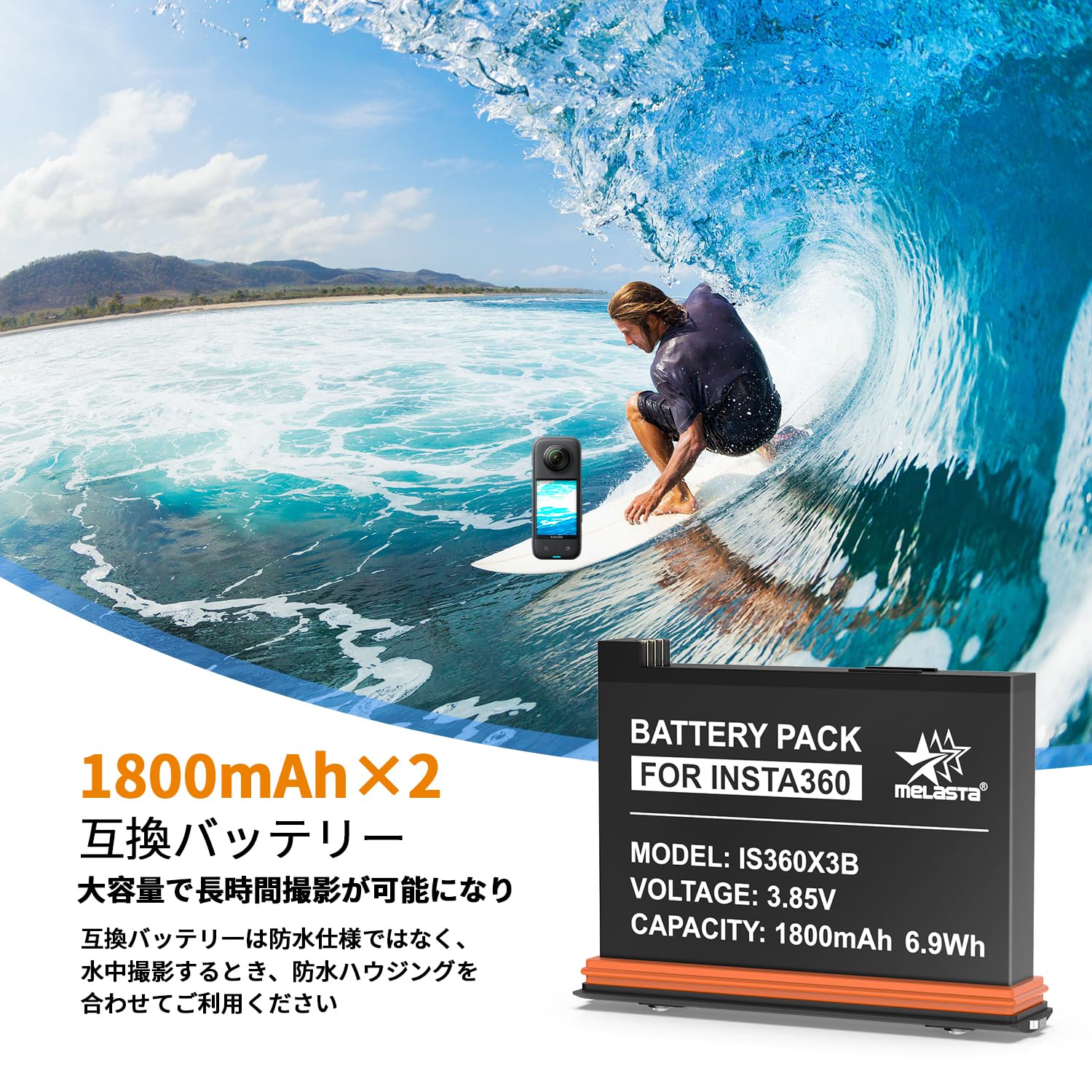 Amazon.co.jp: Melasta insta360対応 X3 カメラバッテリー 充電器 