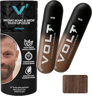 Grooming Instant Beard Color ECO 2 Pack Refill - Quick Drying Plant Based Hypoallergenic Brush on Color for Beards, Mustaches, and Eyebrows, Mud (Brown)