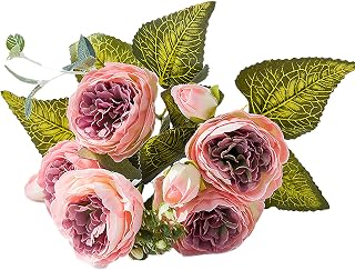 Luwsldirr Artificial Peony Vintage Artificial Peony Flowers Bouquet Fake Peony Flowers for Wedding Party Home Decoration Pink Purple
