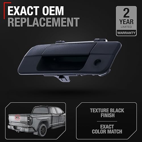 Miniatura 2 de Reemplazo del conjunto de la manija del portón trasero  Compatible con Toyota Tundra 2007-2013  Pestillo de puerta trasera en negro texturizado,