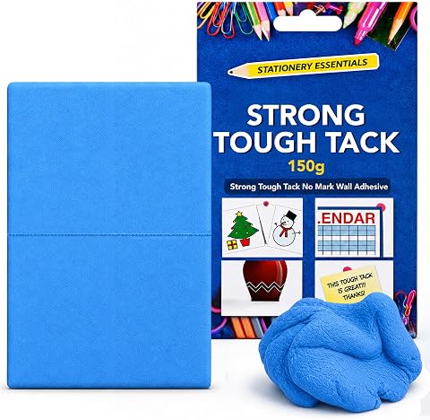 SOL 1pk Strong Tough Tack - Reusable No Mark Wall Adhesive 150g | Sticky Tack Non Marking Walls, No Nails, Blue Reusable & Waterproof Mounting Putty for Posters, Crafts and Home Decor