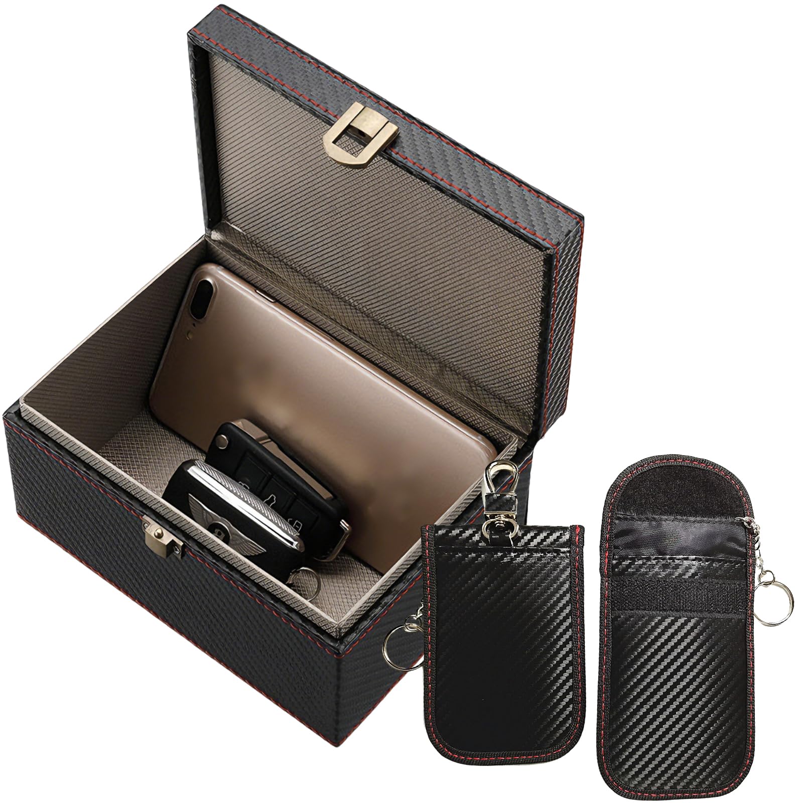 Yeqqzq Faraday Box & 2 Pack Faraday Bag for Key Fob Protector,Signal Blocking Box Faraday Key Fob Protector Anti Theft for Car Keys Keyless Entry