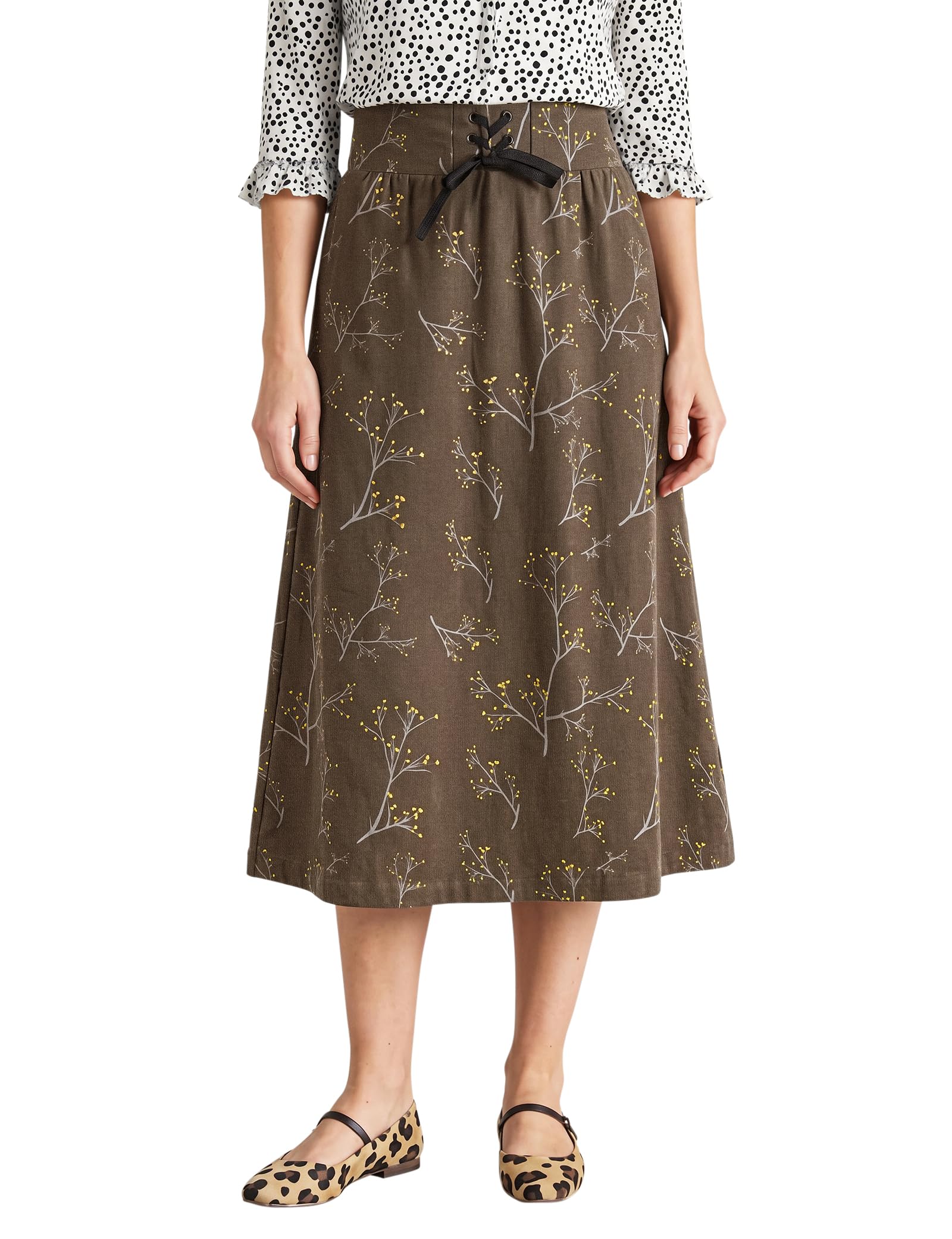 Enorsia Mist Flower Jersey Midi Skirt - Brown - Women's Size 10