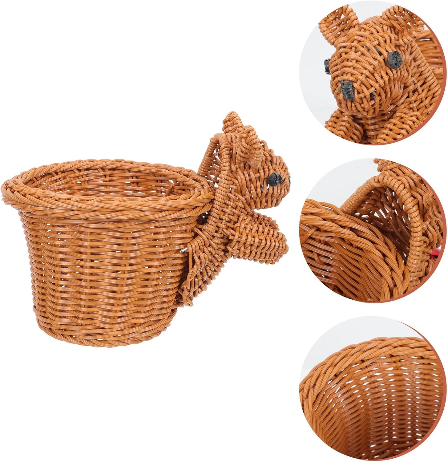 BETOOKY Handmade Woven Squirrel-shaped Snack Basket Small Size Rattan Simulation Food Storage Basket Desktop Fruit and Dried Food Serving for Home Kitchen
