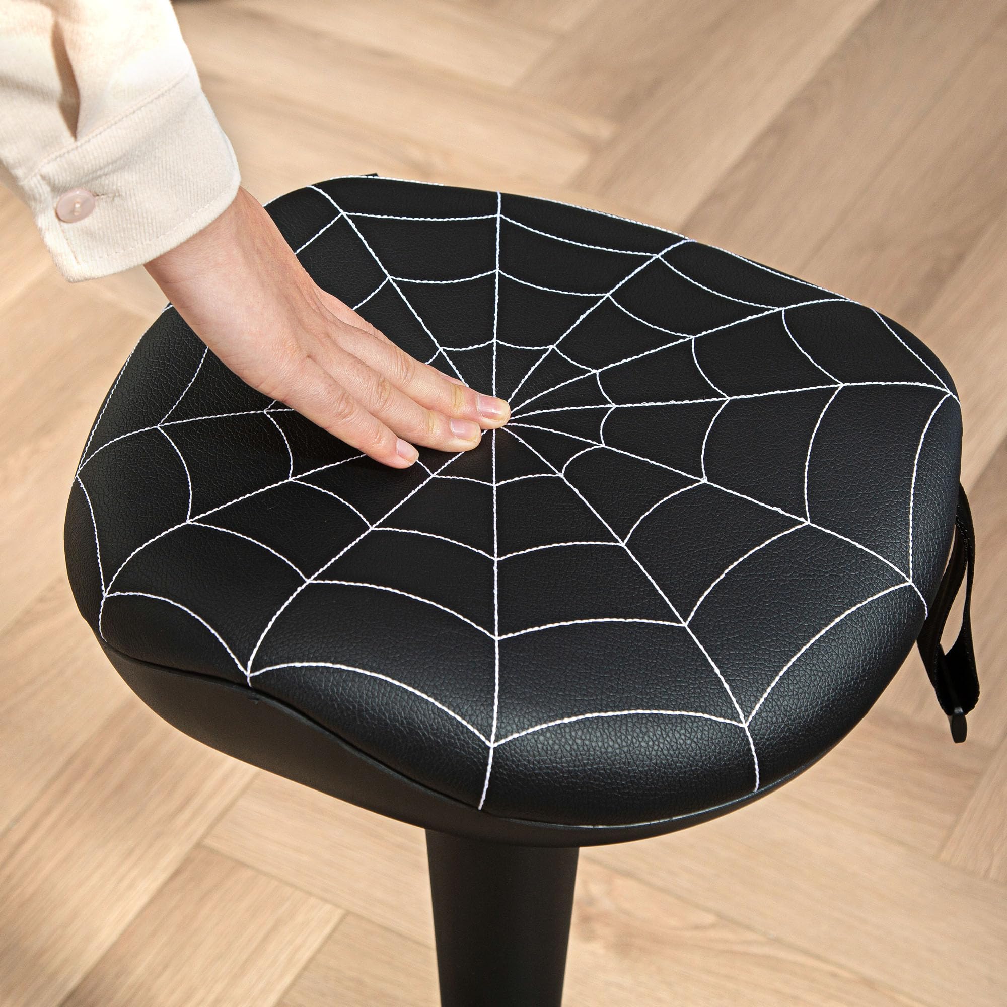 Vinsetto Bürohocker mit Schwenkfunktion, ergonomischer Hocker, höhenverstellbar 65,5-83,5 cm Arbeitshocker Sitzhocker groß Sockel, 120° neigbar Stehhocker, Anti-Rutsch, für Büro Arbeitszimmer, Schwarz