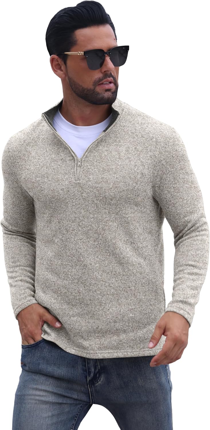 Sailwind Men's Quarter Zip Sweatshirt 1/4 Zip Up Pullover Long Sleeve Golf Shirt for Men Winter Thermal Fleece Sweater - Image 3