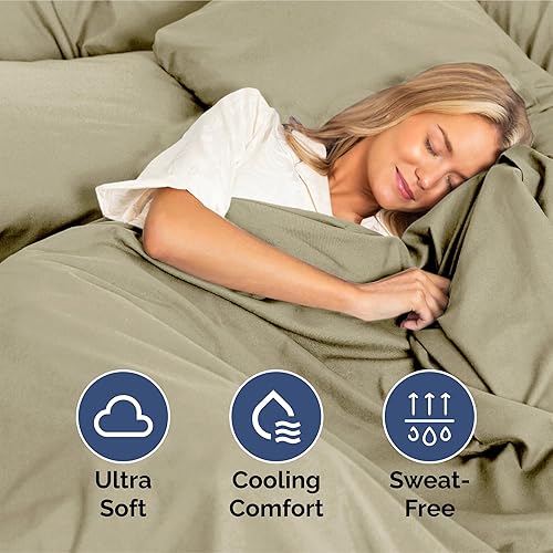 Vista 1084 de Juego de sábanas de 4 piezas tamaño king, extrasuaves, transpirables y refrescantes con esquinas profundas, sábanas de fácil ajuste y sin arrugas