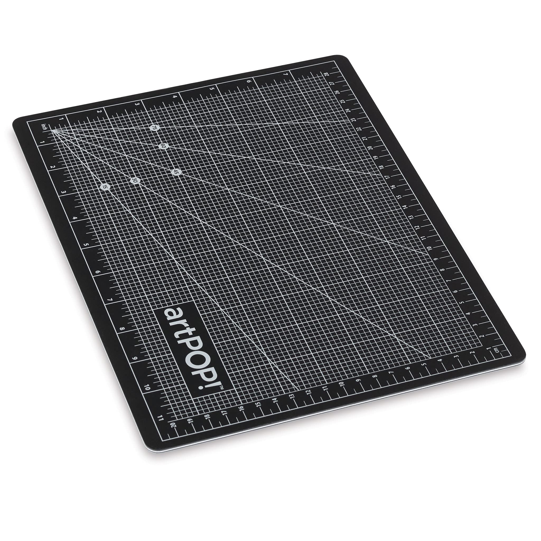 artPOP! Self Healing Cutting Mat, 9 x 12 inches, Grey and Black, Double-Sided with Grid, Non-Slip Surface for Fabric, Crafting, Scrapbooking, Sewing, Journals