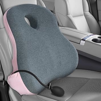 Adjustable Lumbar Support Pillow for Office Chair & Car - Adjustable Airbag Back Cushion with Memory Foam for Pain Relief & Posture Support