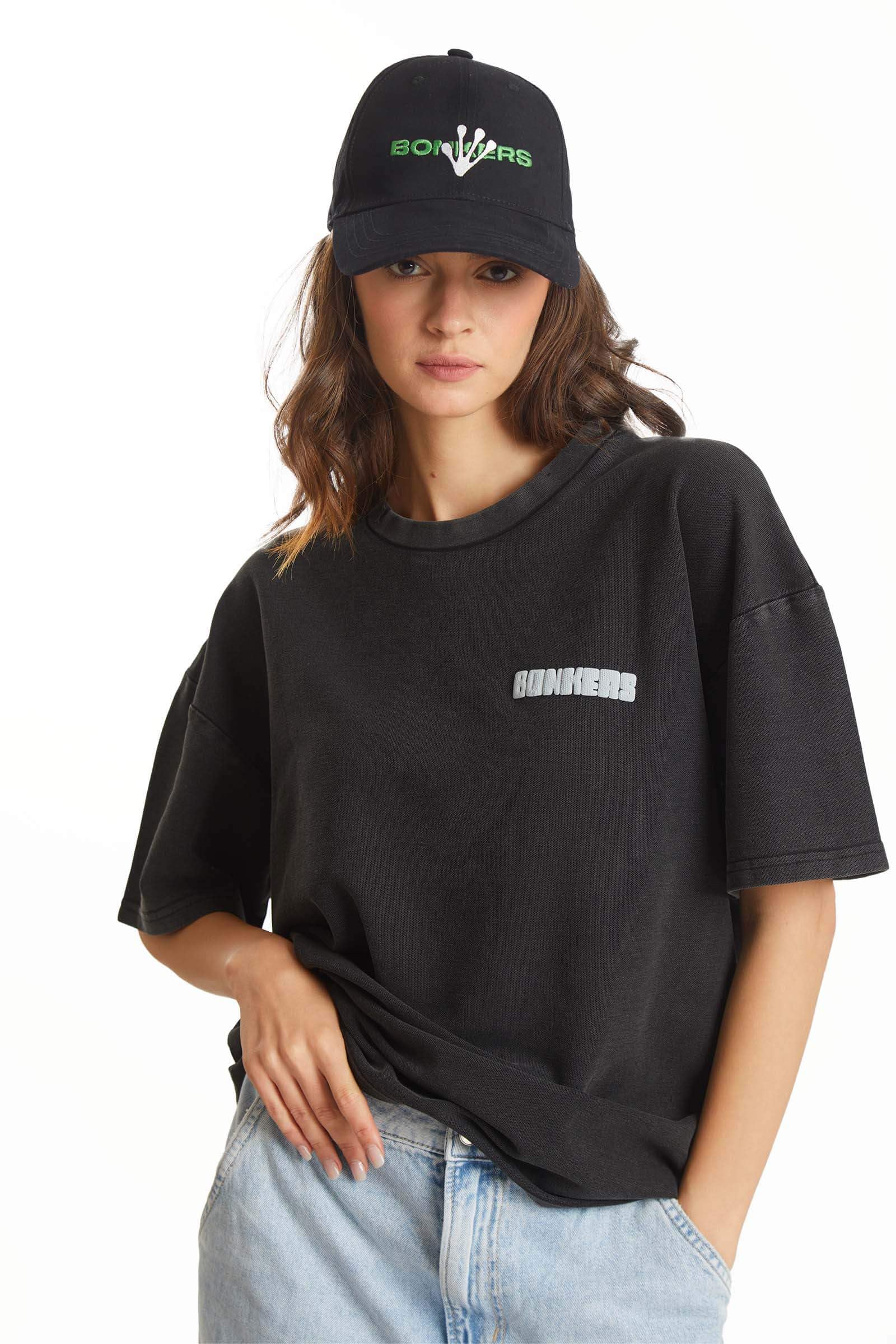Bonkers Corner Black Heavyweight Pique Tshirt Women in black