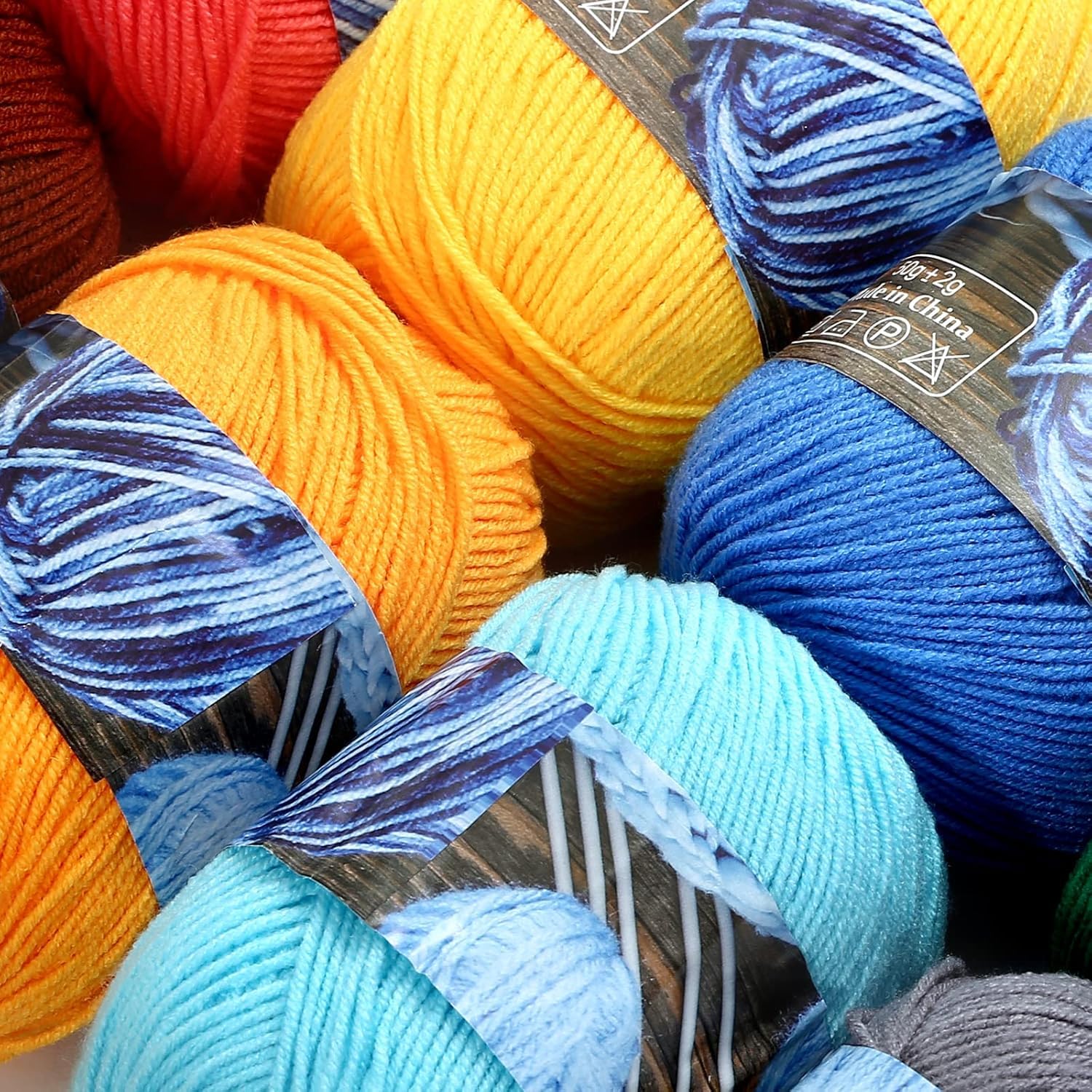 LIHAO 15 matasse di filato di cotone per uncinetto, lavori a maglia, kit all'uncinetto per principianti, con uncinetto e segnapunti (150 m per gomitolo)