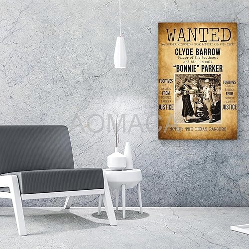 Miniatura 4 de MOJDI Bonnie And Clyde - Póster vintage con texto en inglés "Wanted Wanted - Pósteres de pintura en lienzo, cuadros e impresiones artísticas de
