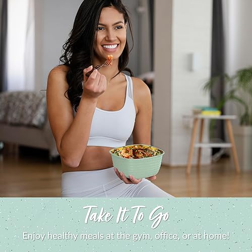 Vista 18 de Bentgo Prep - Tazones con 1 compartimento con tapas de ajuste personalizado, reutilizables, para microondas, duraderos, sin PFAS y BPA, aptos