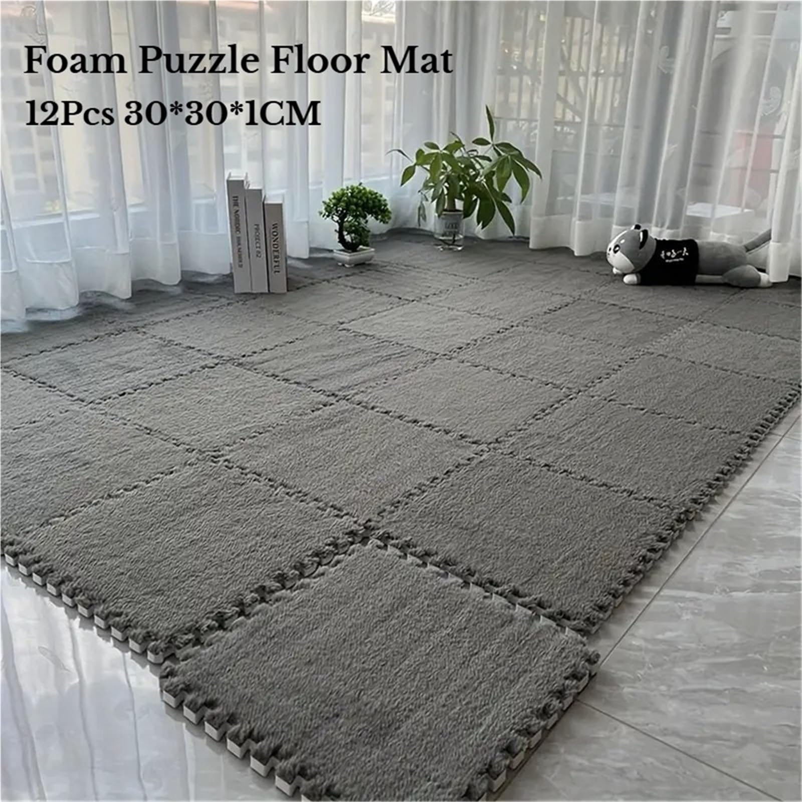 Tappeto Da Fitness A Puzzle 12 tappetini in schiuma soffici ad incastro, 30x30x1 cm, piastrelle in peluche for l'arredamento della camera da letto, sala giochi
