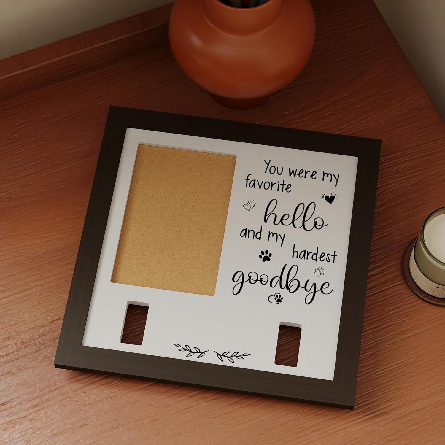 10インチ ペットメモリアルギフト 猫 犬を亡くした時のメモリアルギフト 猫 ペットメモリアルフレーム 首輪ホルダー付き