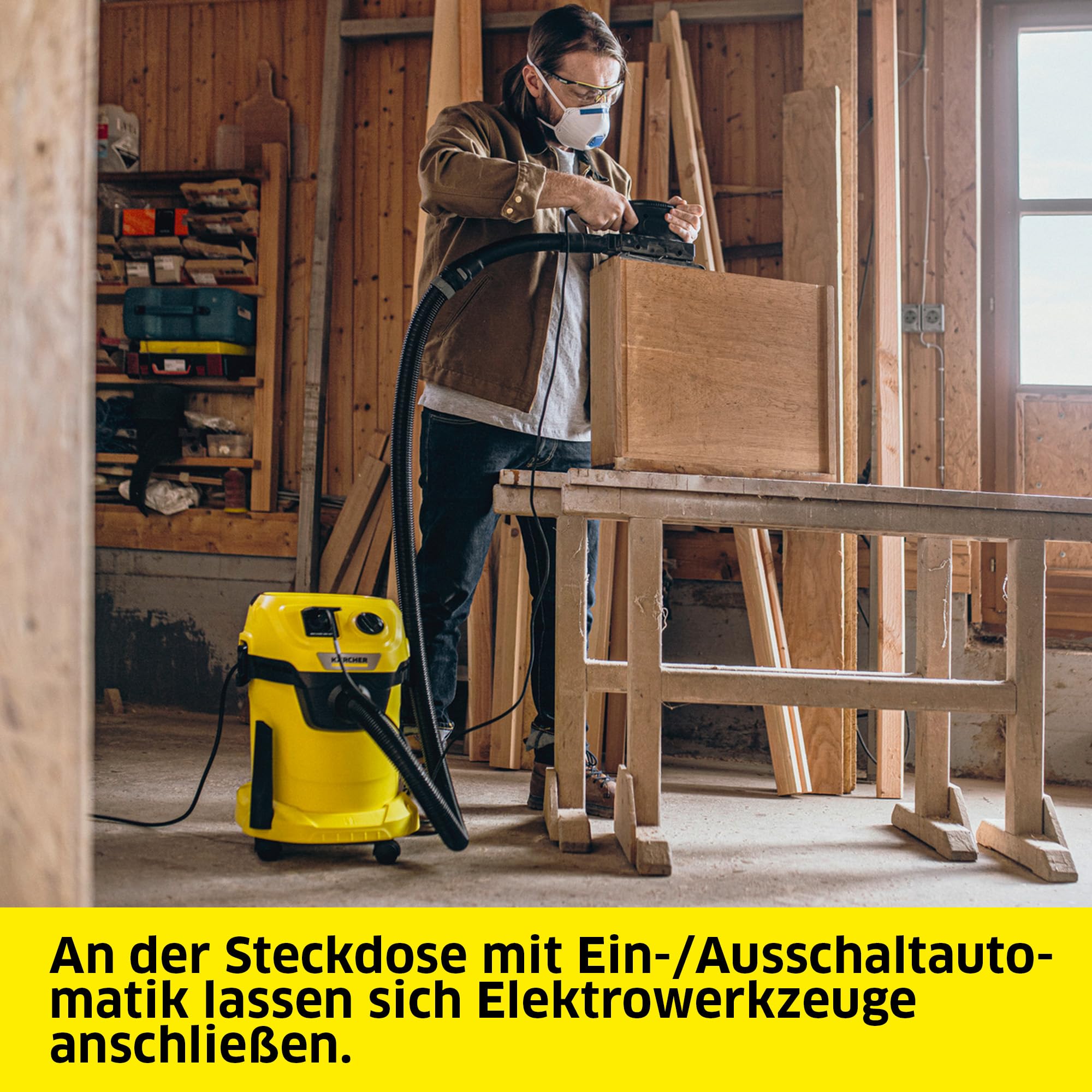 KÄRCHER Nass-/Trockensauger WD 3 P V-19/4/20, 1000 W, 19 l, 2 m, integrierte Steckdose