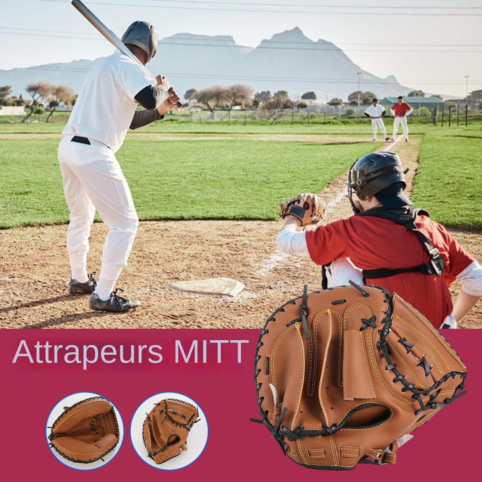 Mitaine de Receveur de Baseball, Gants de Softball,Softball Catcher Épaissir Mitaine de Baseball - Mitaine de Receveur Confortable, Gants de Terrain de Baseball et de Softball pour Hommes, Gants de