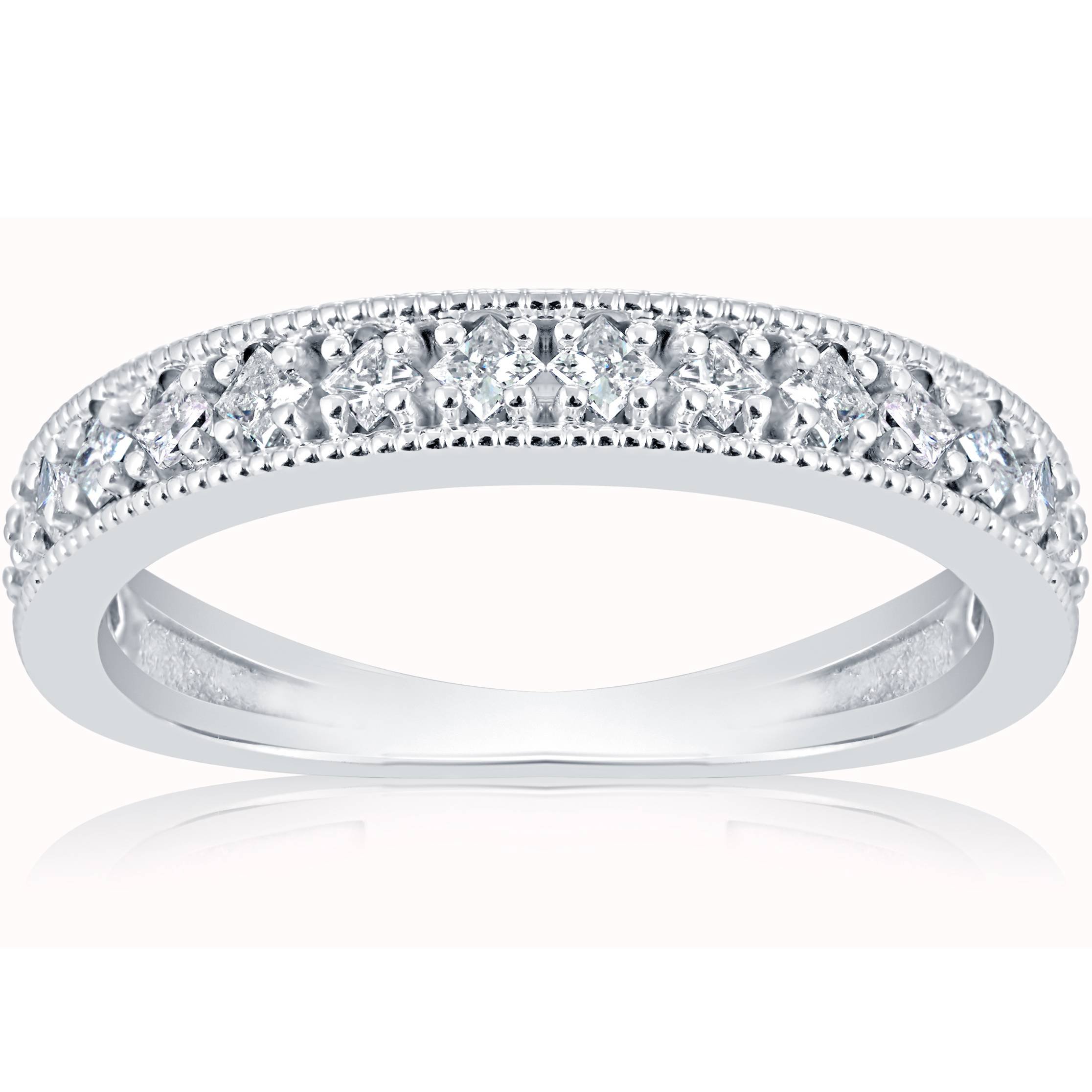 1/3ct Princess Cut Diamond Wedding Ring White Gold