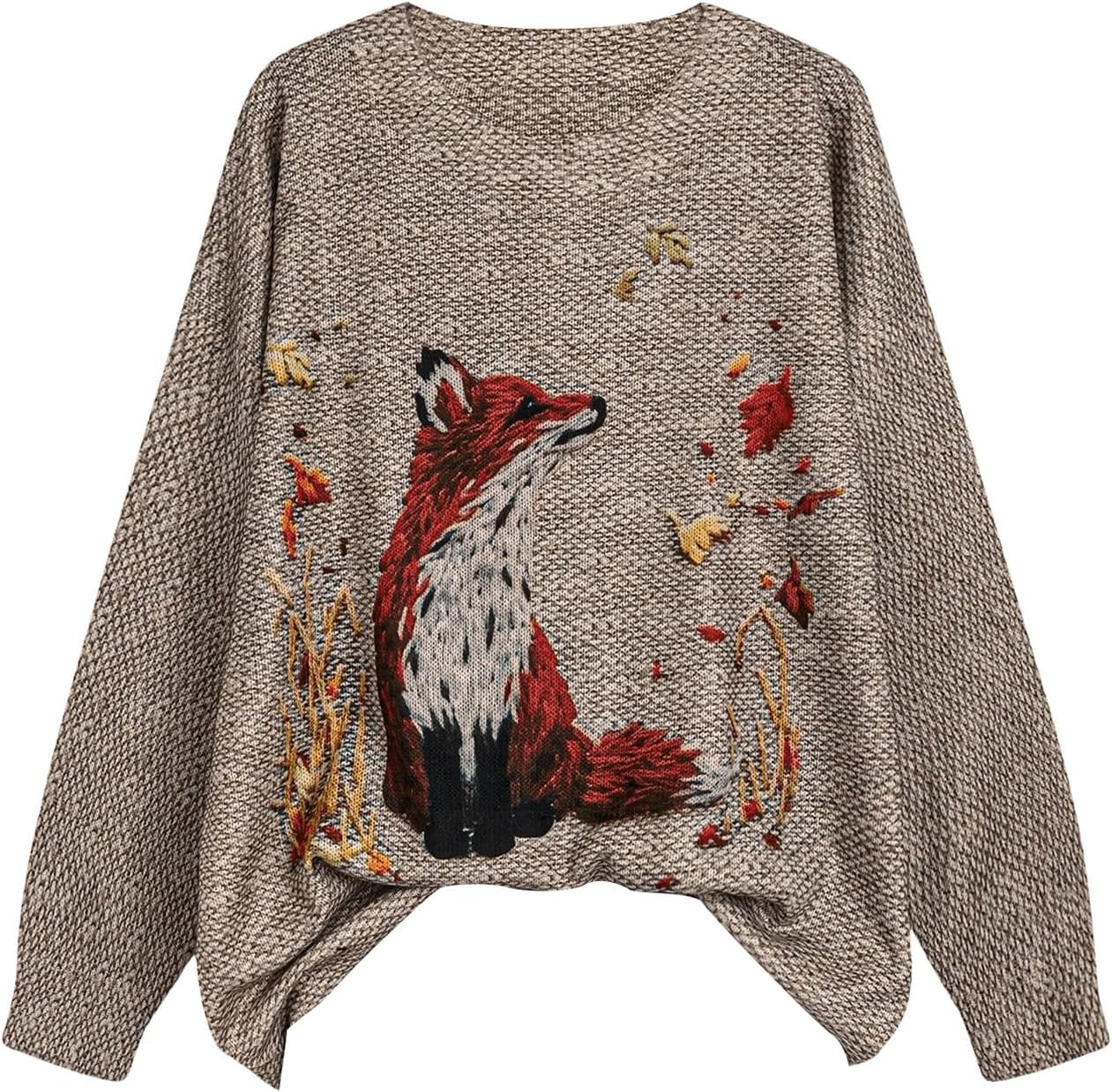 SOLY HUX Plus Size Sweaters for Women Graphic Print Crew Neck Long Sleeve Knit Pullover Tops