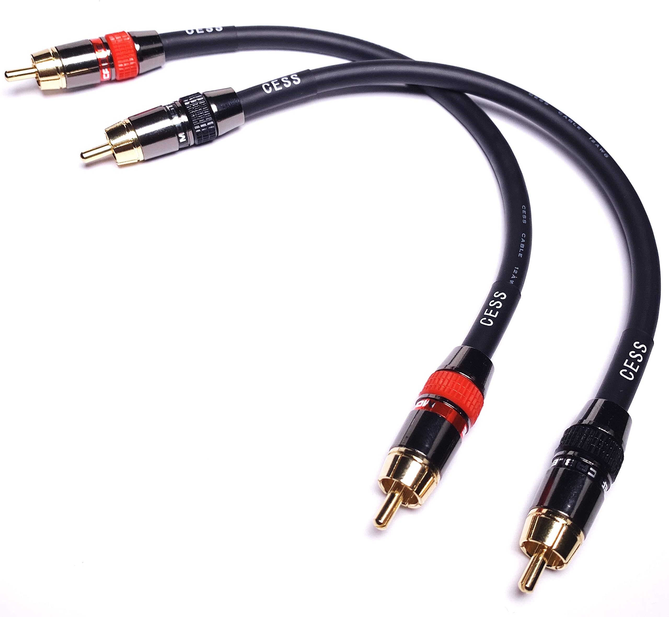 CNCESS CESS-163-2f Heavy Duty Low Noise 12AWG Premium RCA Audio Patch Cable (2 Feet)