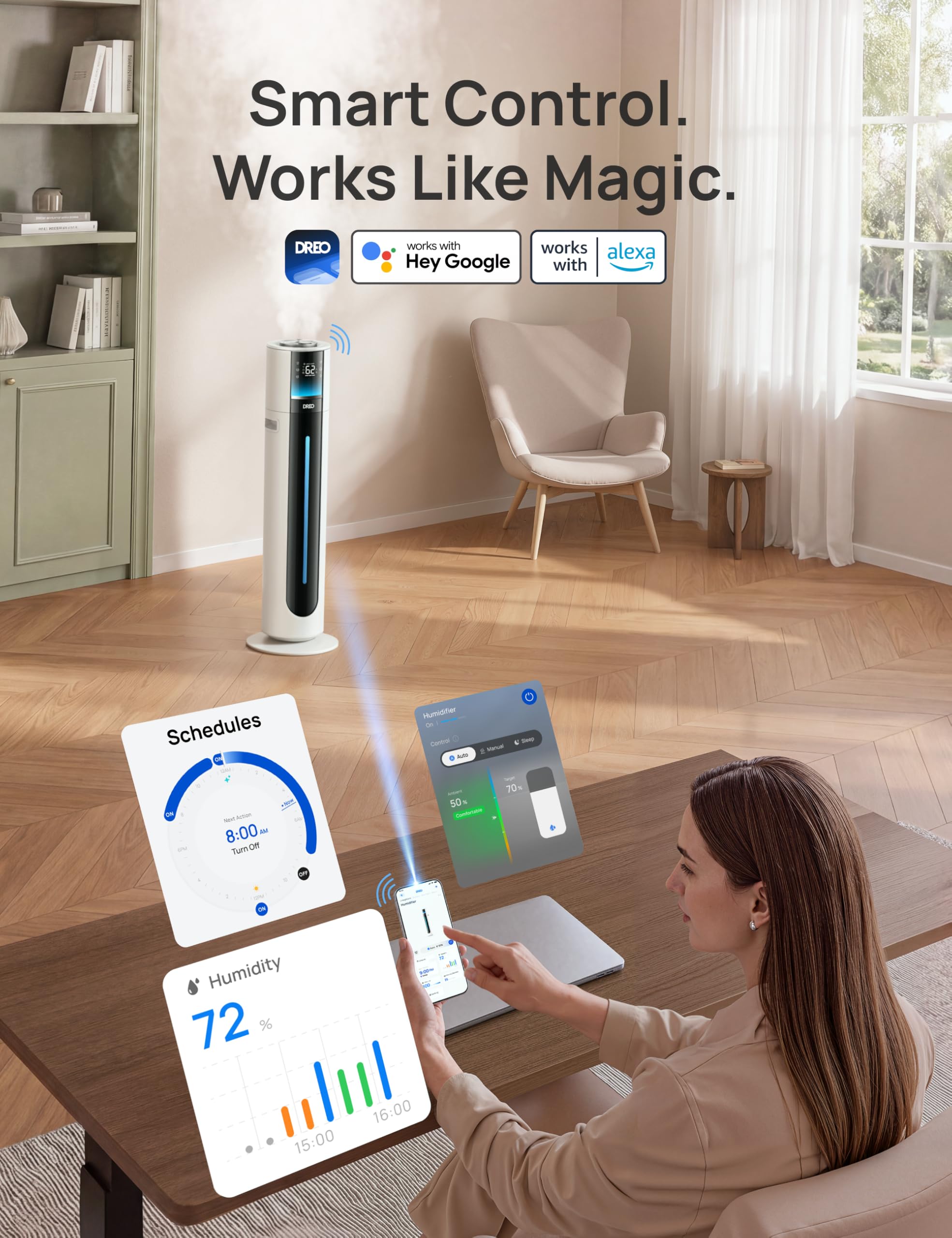 DREO 11L Smart Humidifier - Large Room, 100H Runtime -4 DREO 11L Smart Humidifier - Large Room, 100H Runtime -4