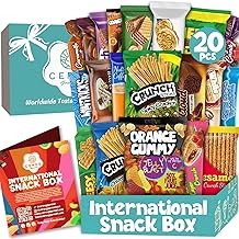 International Exotic Snack Box Variety Pack, 20 Count Premium Foreign Rare Snack Food Gifts with Suprise Item for Fun, Mystery Box of Snacks, European Snacks for Adults and Kids for Christmas Thanksgiving and More